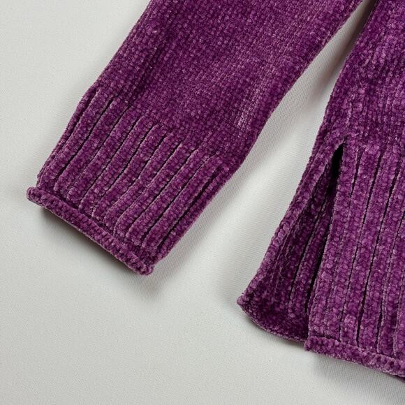 Style & Co Size Small Purple Soft Chenille Split Hem Crew Neck Pullover Sweater - Picture 3 of 10